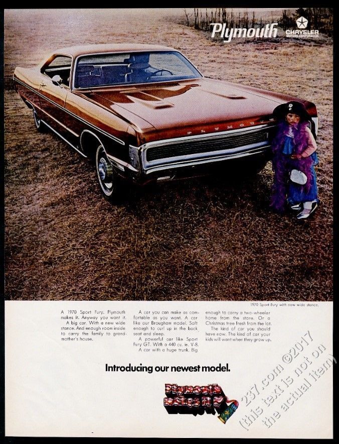 1970 Plymouth Sport Fury car color photo vintage print ad