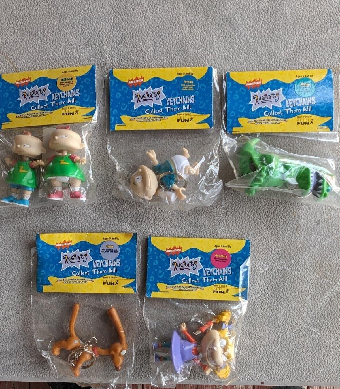 Lot of 5 Vintage 1997 Rugrats Collectable Keychains w/ Spike Rare Viacom Basic