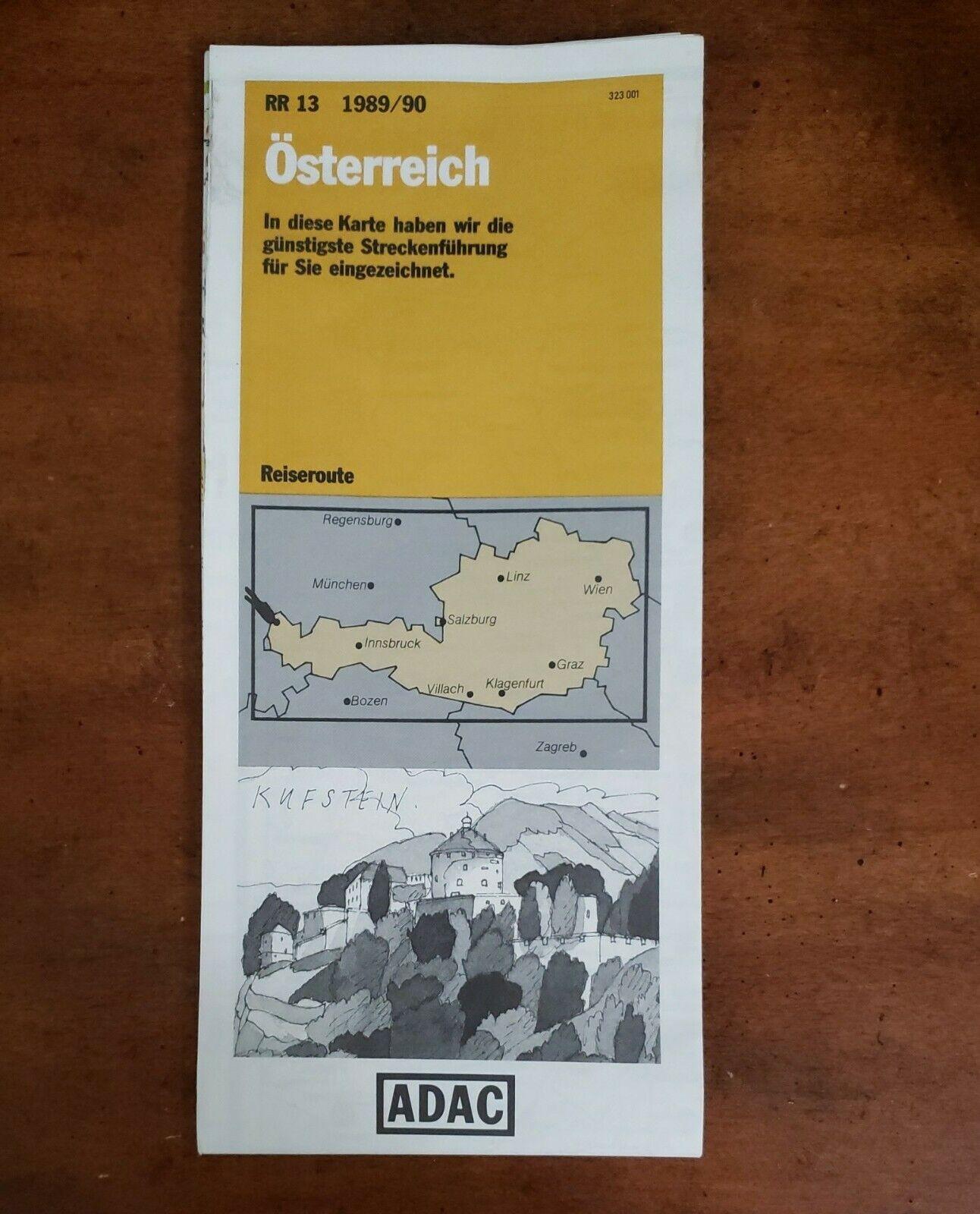 Vintage ADAC Road Map Osterreich 1989/90 Reiseroute RR13 Austria