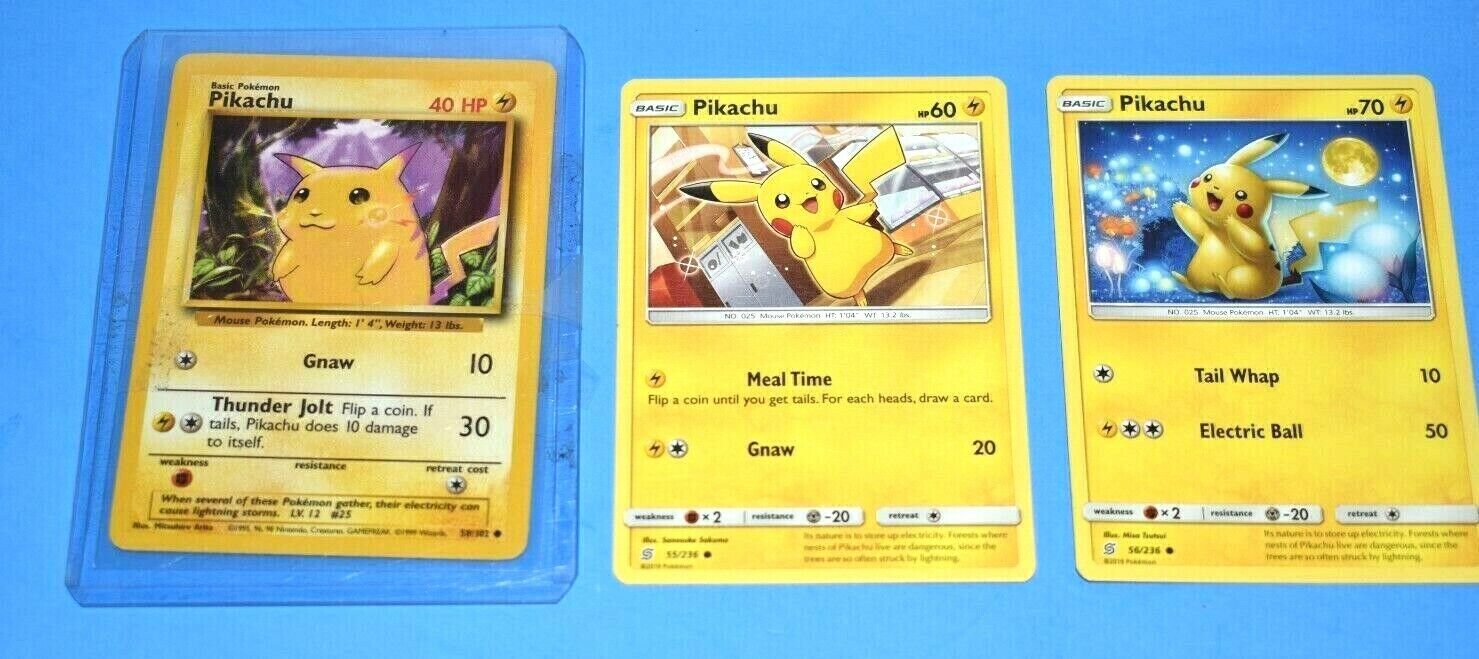 3 PIKACHU CARD LOT - Pikachu Set - Collectible Pokemon Art Set- BASE SET PIKACHU