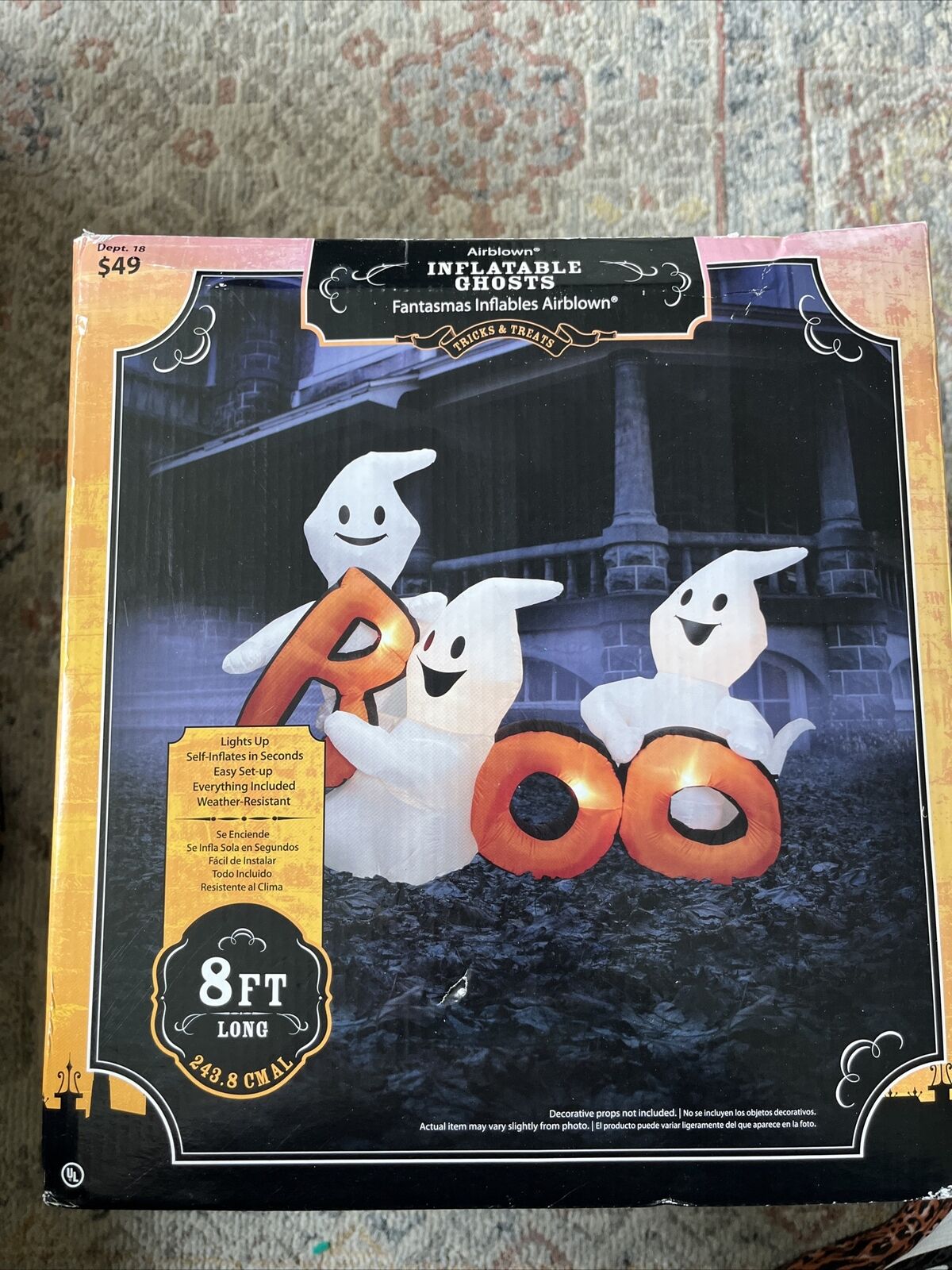 Gemmy 8ft 3 Ghost Boo  Halloween inflatable, Light Up, Sealed