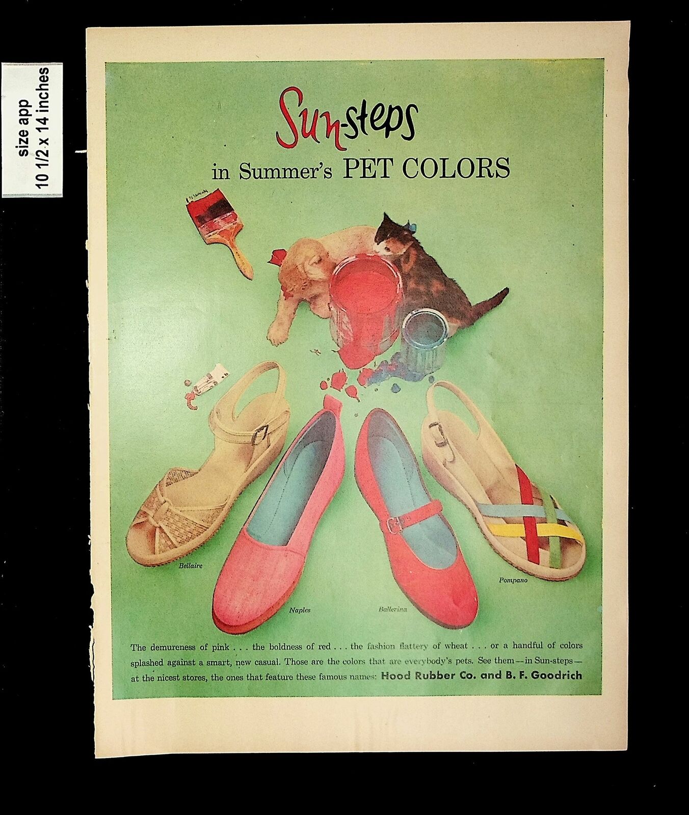 1954 Sun Steps in Summer Pet Colors Women\'s Hood Shoes Vintage Print Ads 9528