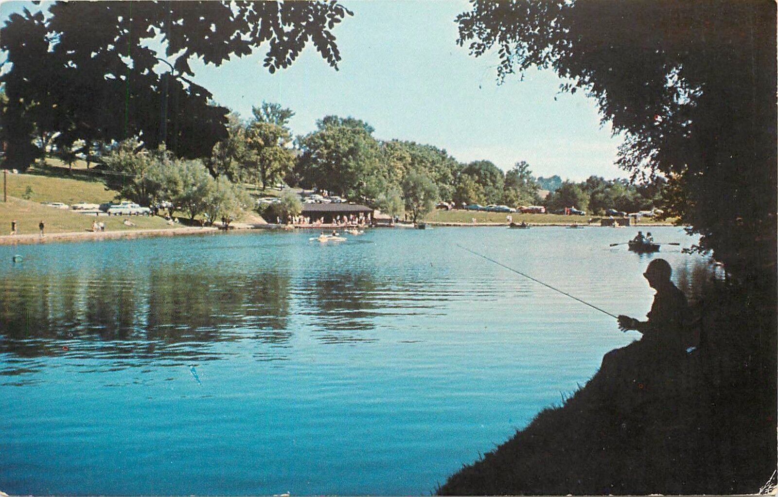 Schenk Lake Oglebay Park Wheeling WV West Virginia fishing Postcard