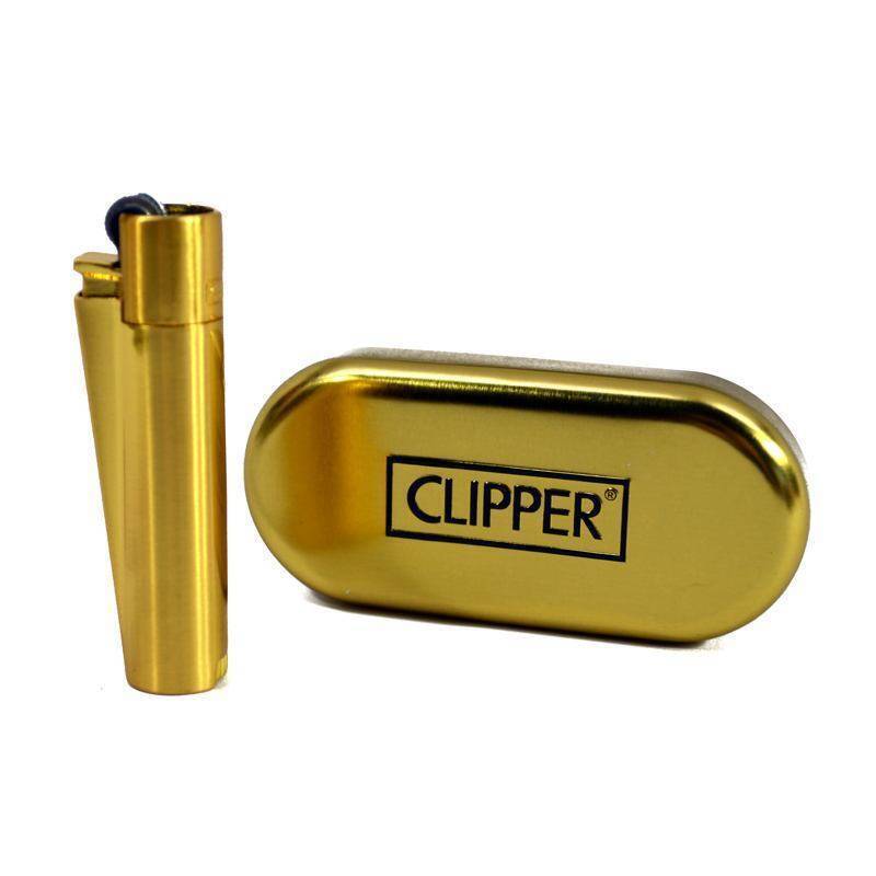 1 x Clipper Gold Full Size Refillable Metal Lighter Brushed Or Shiny