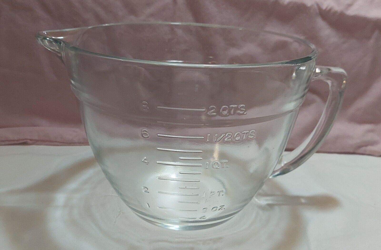 Vtg Anchor Hocking Large Clear Glass 2 Quart 8 Cup Measuring Mixing Batter Bowl