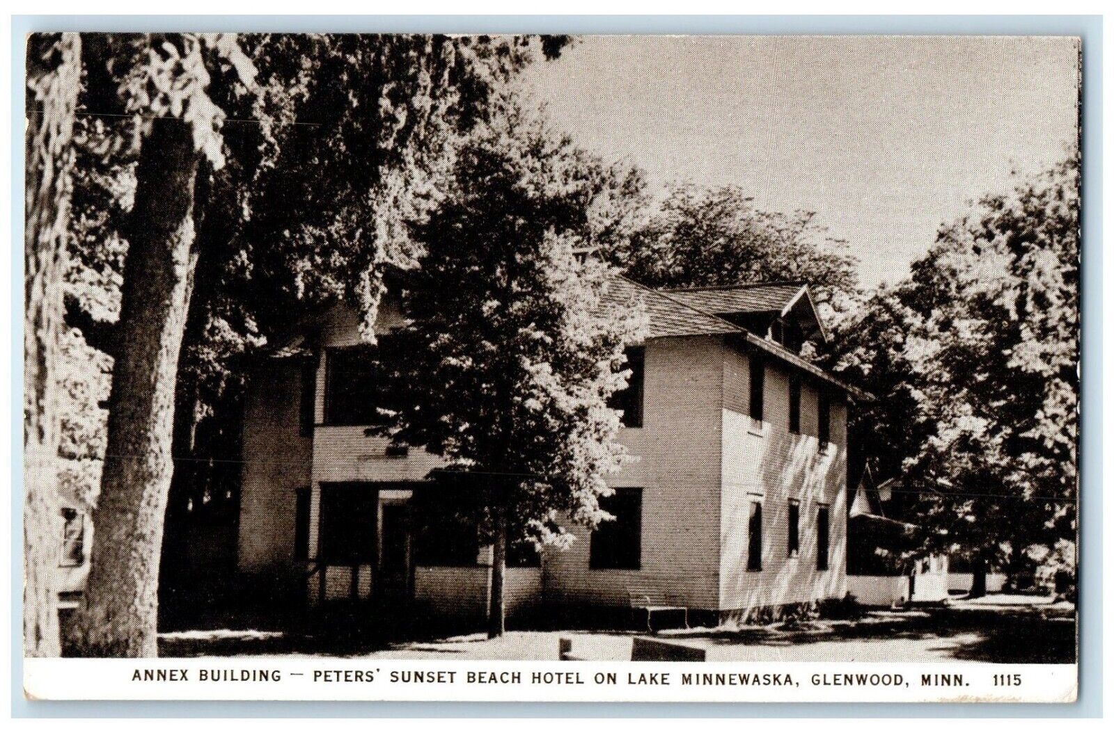 c1920 Annex Building Peters Sunset Beach Hotel Minnewaska Glenwood MN Postcard