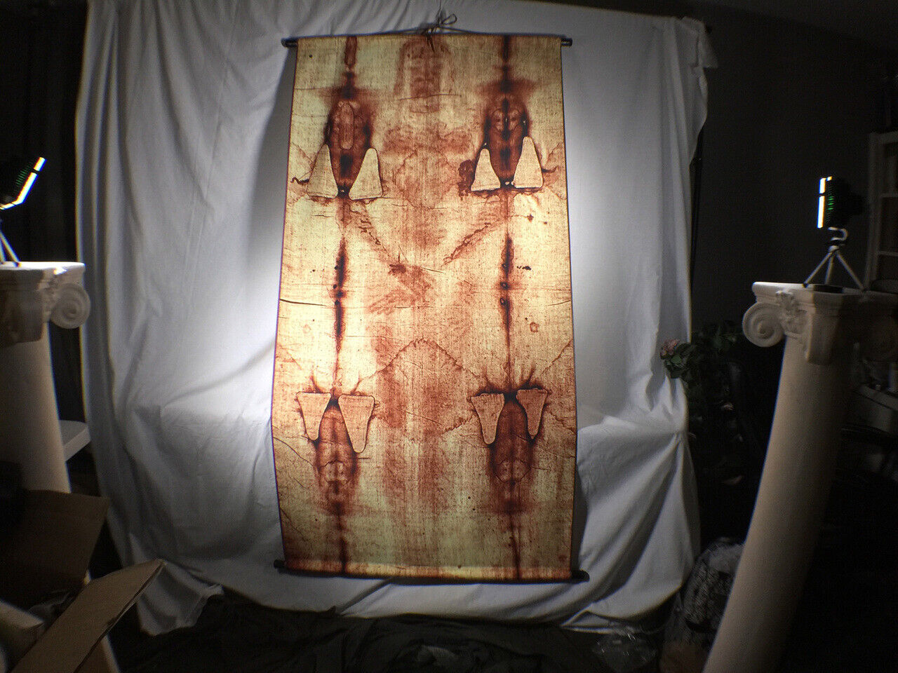 Shroud of Turin, Full Size Body, Sepia on Linen Cloth, 6 x 3 feet, Free Book
