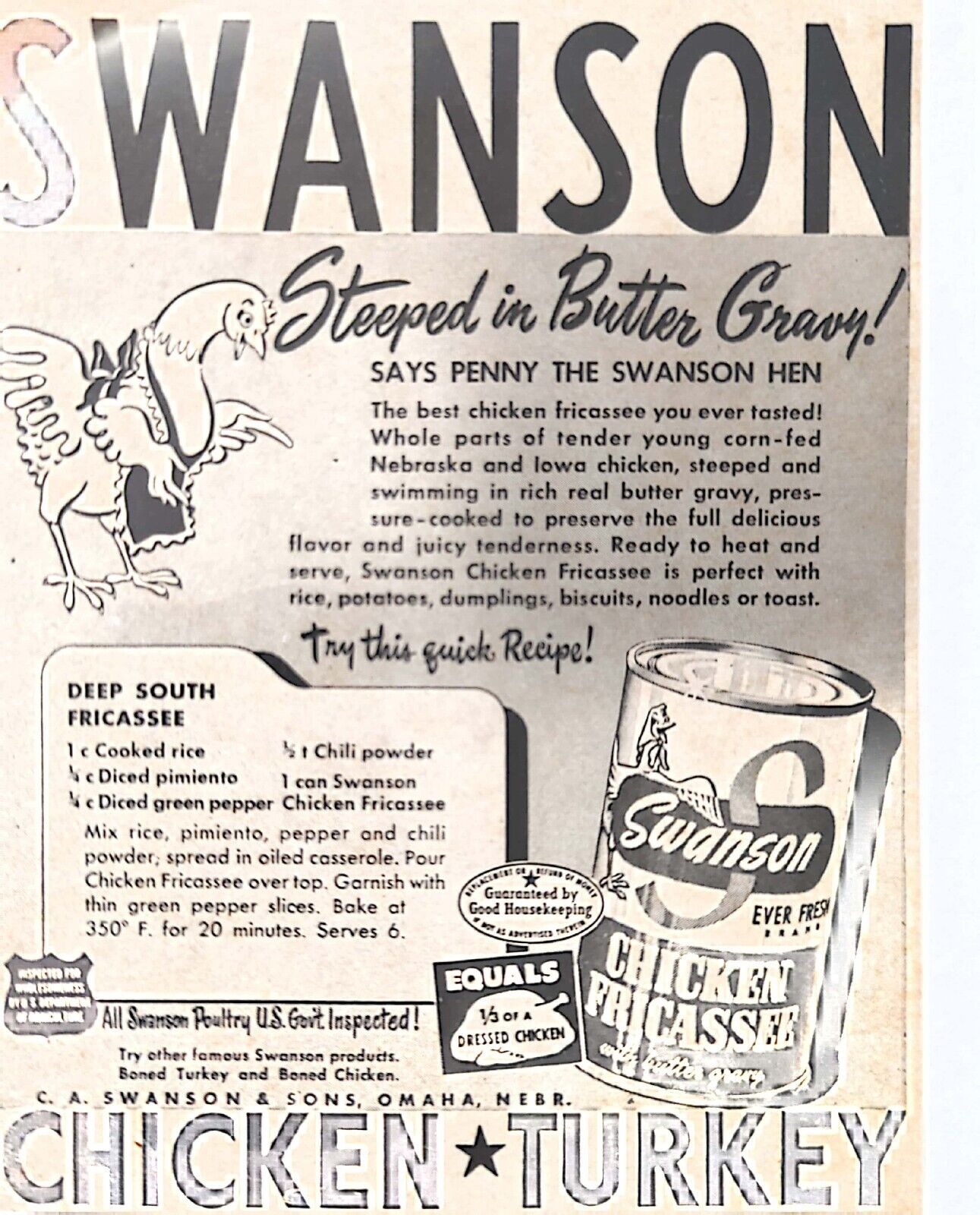 1947 Swanson Gravy Vintage Print Ad 