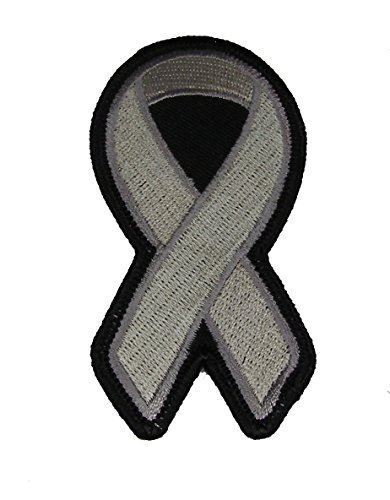 GREY RIBBON FOR MENTAL ILLNESS DIABETES BRAIN CANCER AND ASTHMA AWARENESS PATCH 