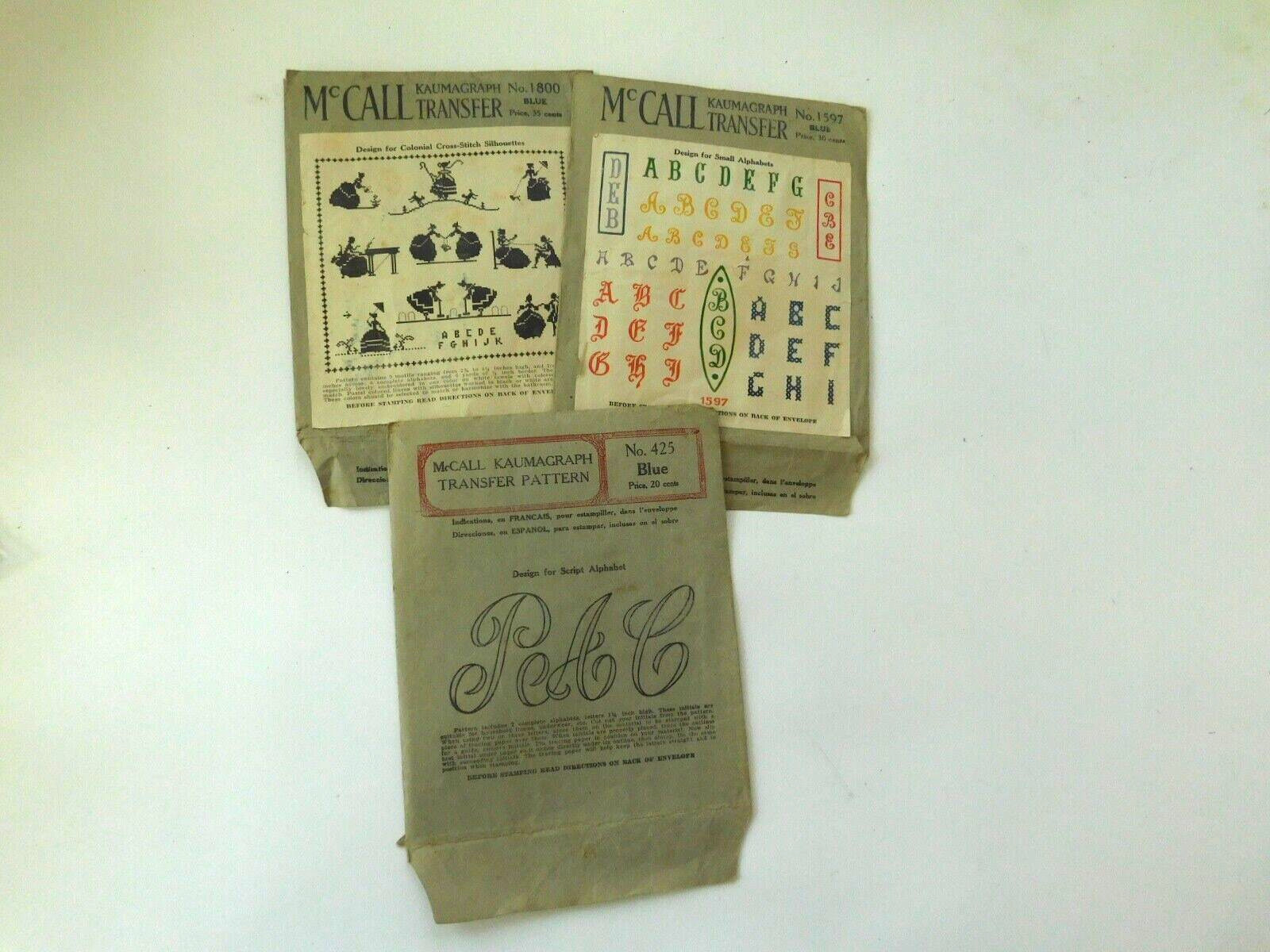 Lot of Three Vintage McCall Kaumagraph Transfers