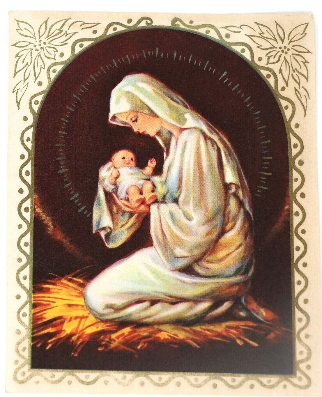 Vtg Religious Christmas Card By Sacred Art Mother & Child Made USA 5.5\