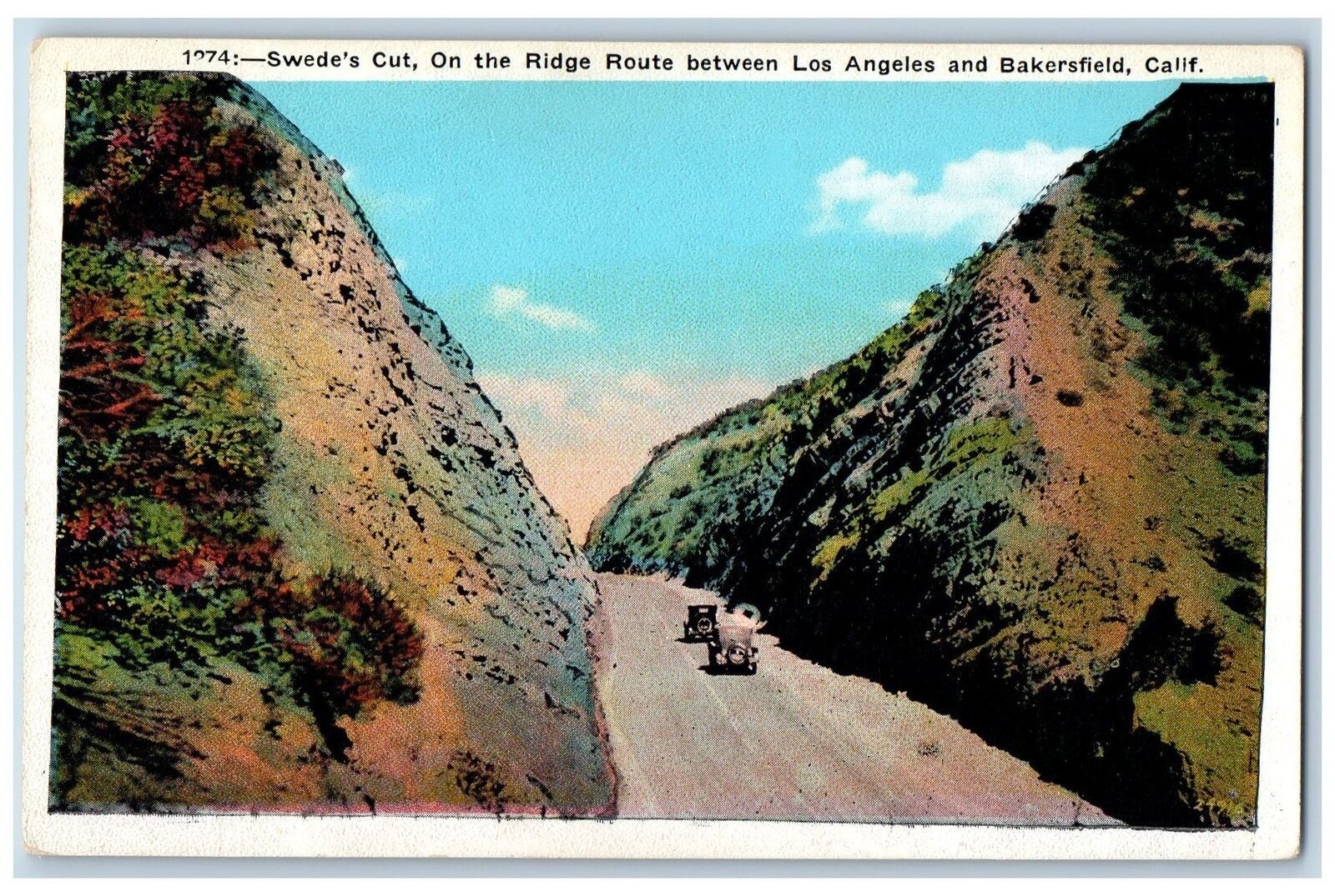 Los Angeles California CA Postcard Swede's Cut On The Ridge Route c1920s Antique