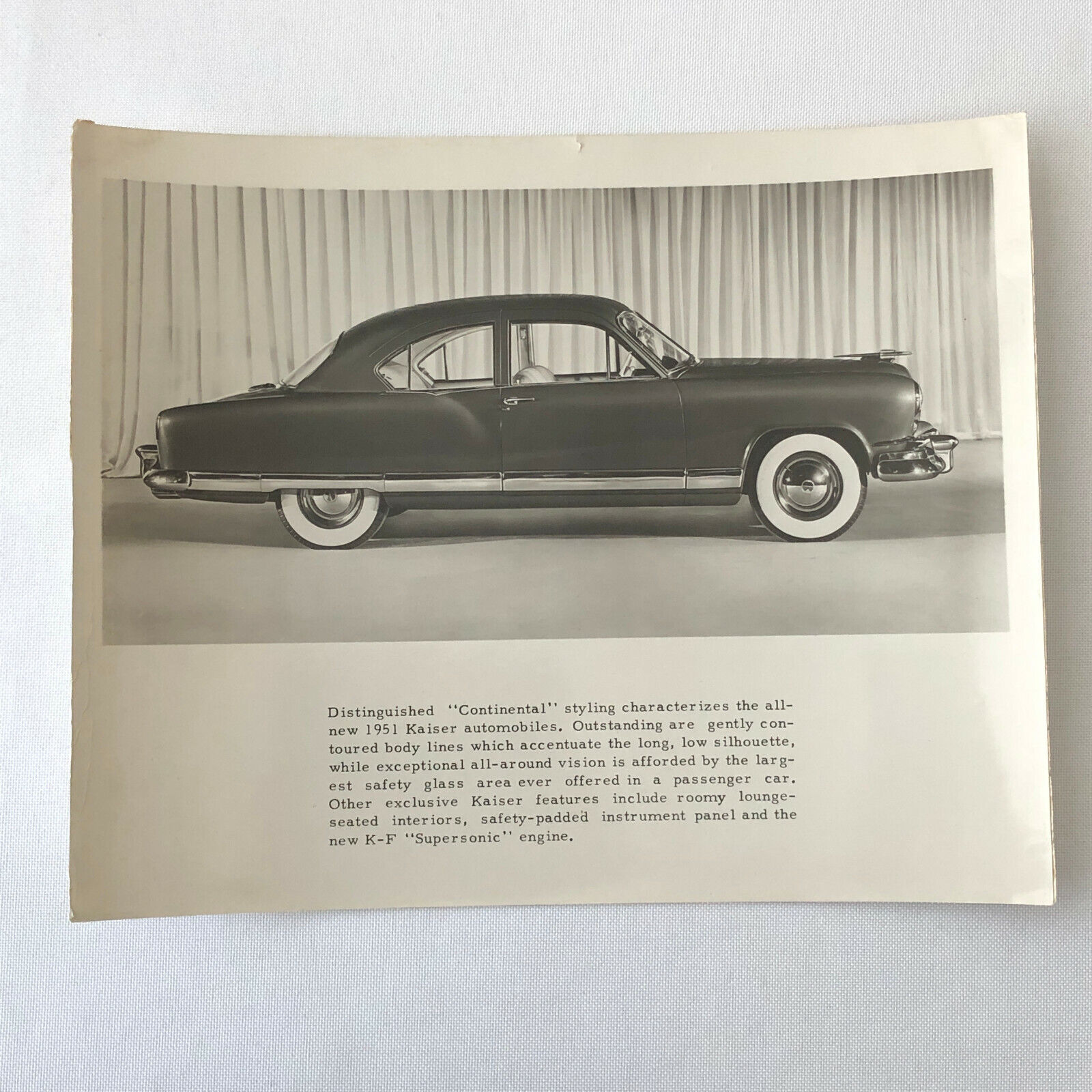 Vintage 1951 Kaiser Car Automobile Photo Photograph Print 