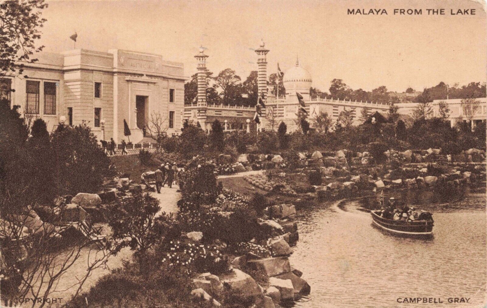 Malaya from the Lake British Empire Exhibition 1924 Vintage PC Stamped