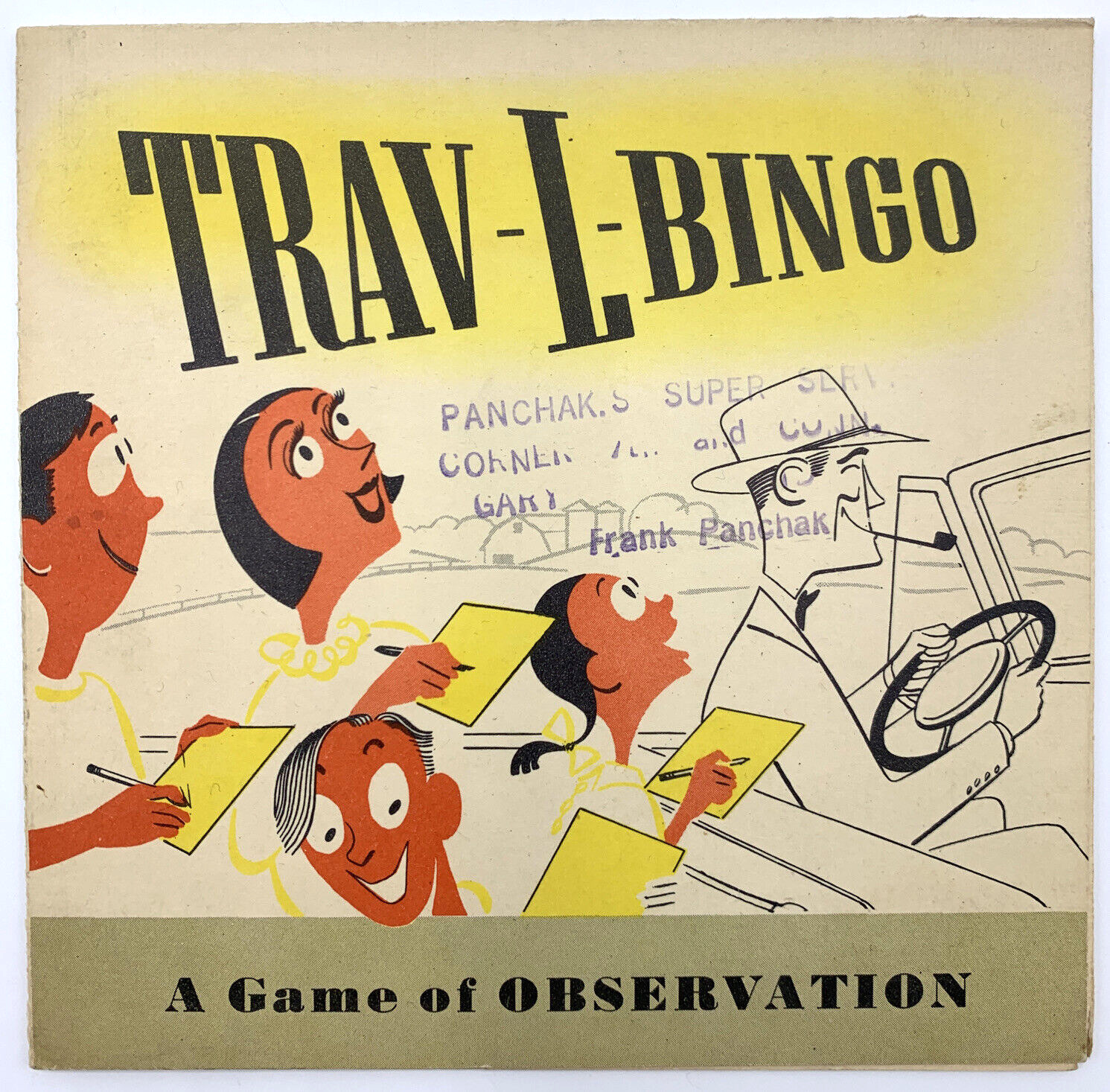 1950\'s Gulf Oil Gasoline Trav-L-Bingo Card Vintage Observation Game