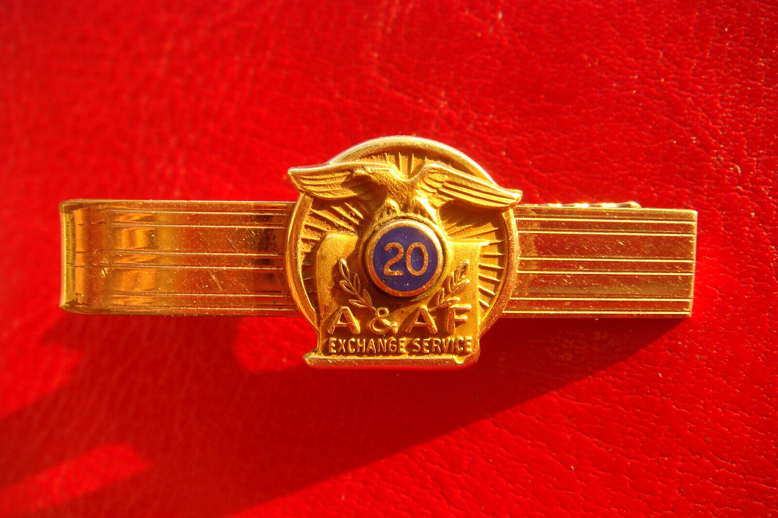 RARE 1/20 12k G.F US A&AF Army Air Force Exchange 20 years TIE PIN Pin Bar Claps
