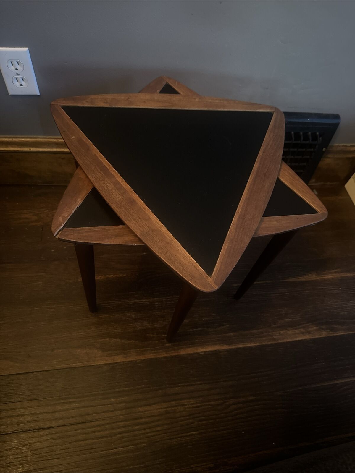 Mid Century Modern Arthur Umanoff Stacking Triangle Table Set 1950's
