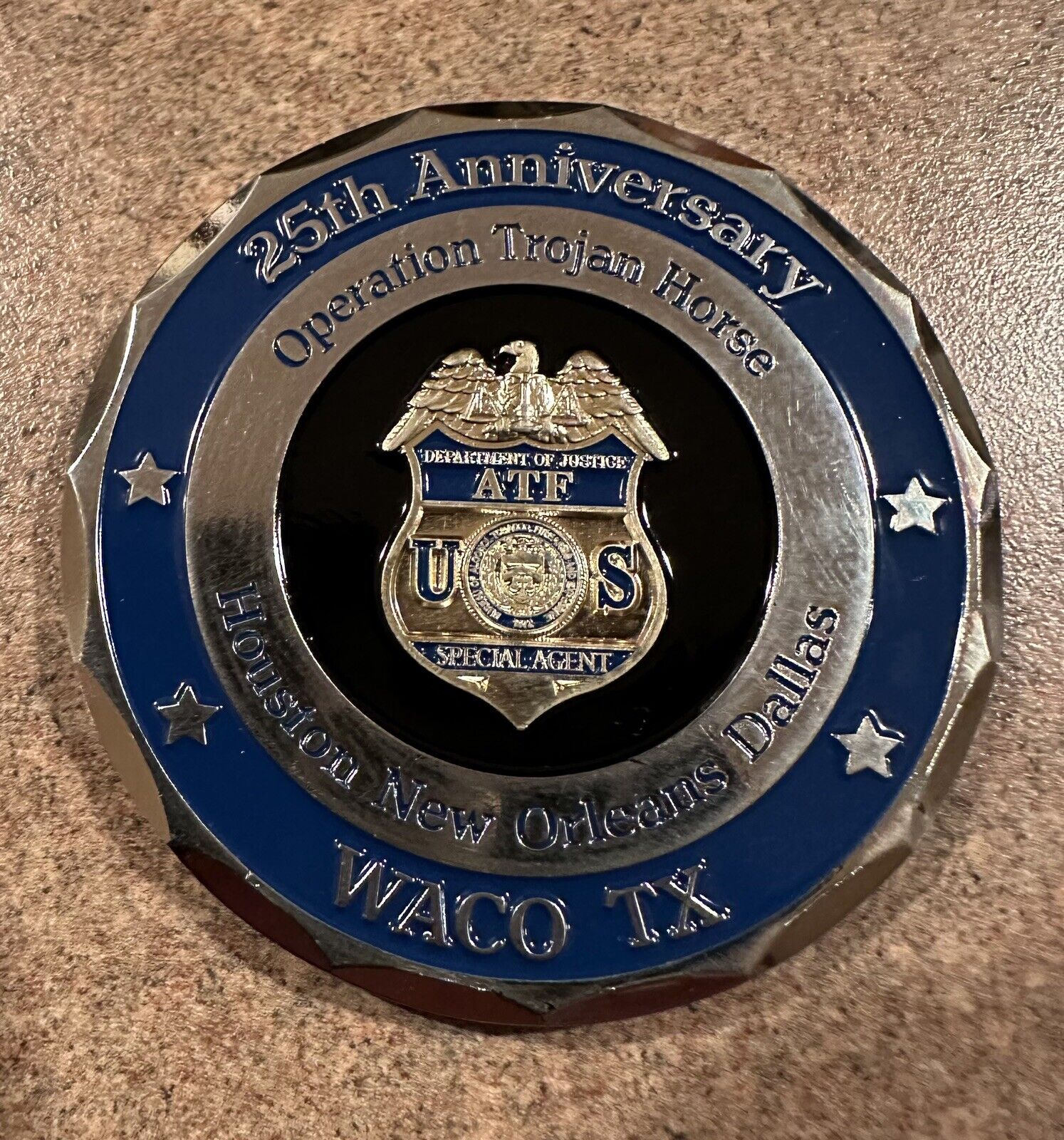 ATF Alcohol Tobacco & Firearms Waco TX  25th Anniversary Challenge Coin