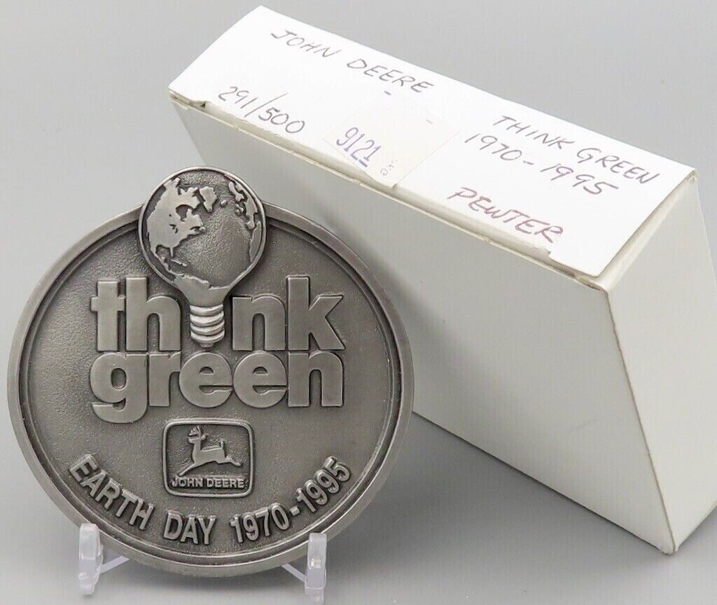 JOHN DEERE “THINK GREEN” Earth Day Belt Buckle 291/500 Pewter