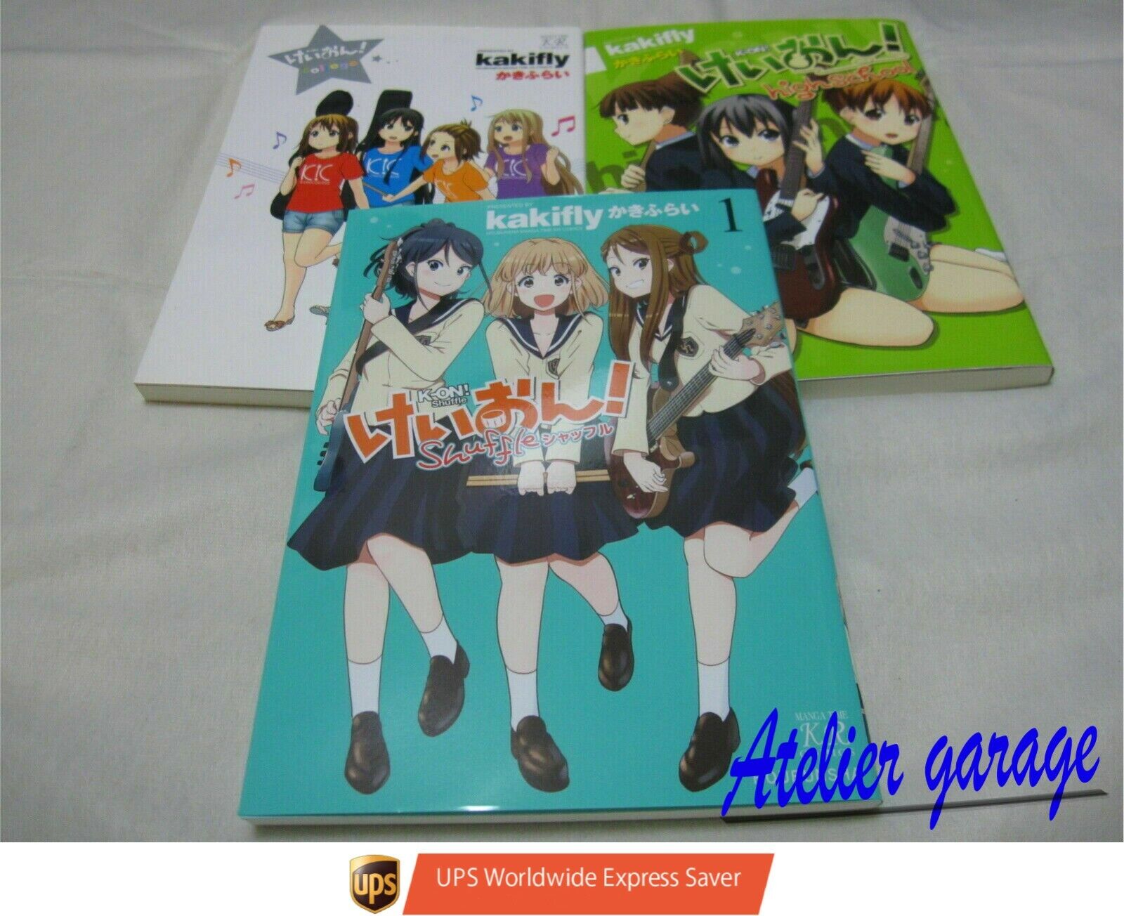 USED W/Tracking. K-On Shuffle Vol.1+Highschool+College 3 Set Japanese Manga