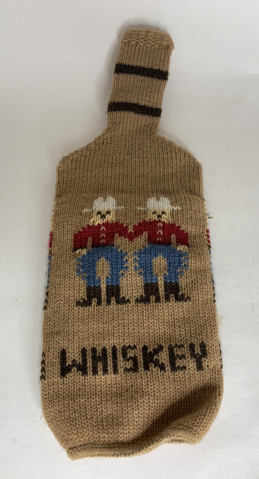 VTG Whiskey Sweater Bottle Coozie Knitted Cowboys