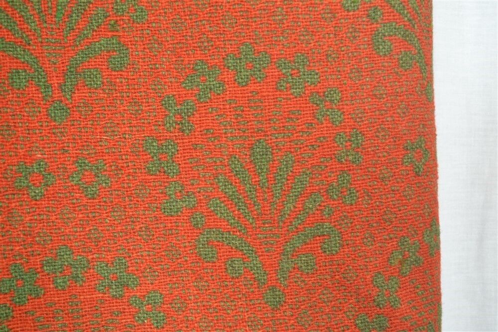 antique flat weave coverlet ingrain carpet wool flat gold red 18/19thc original 
