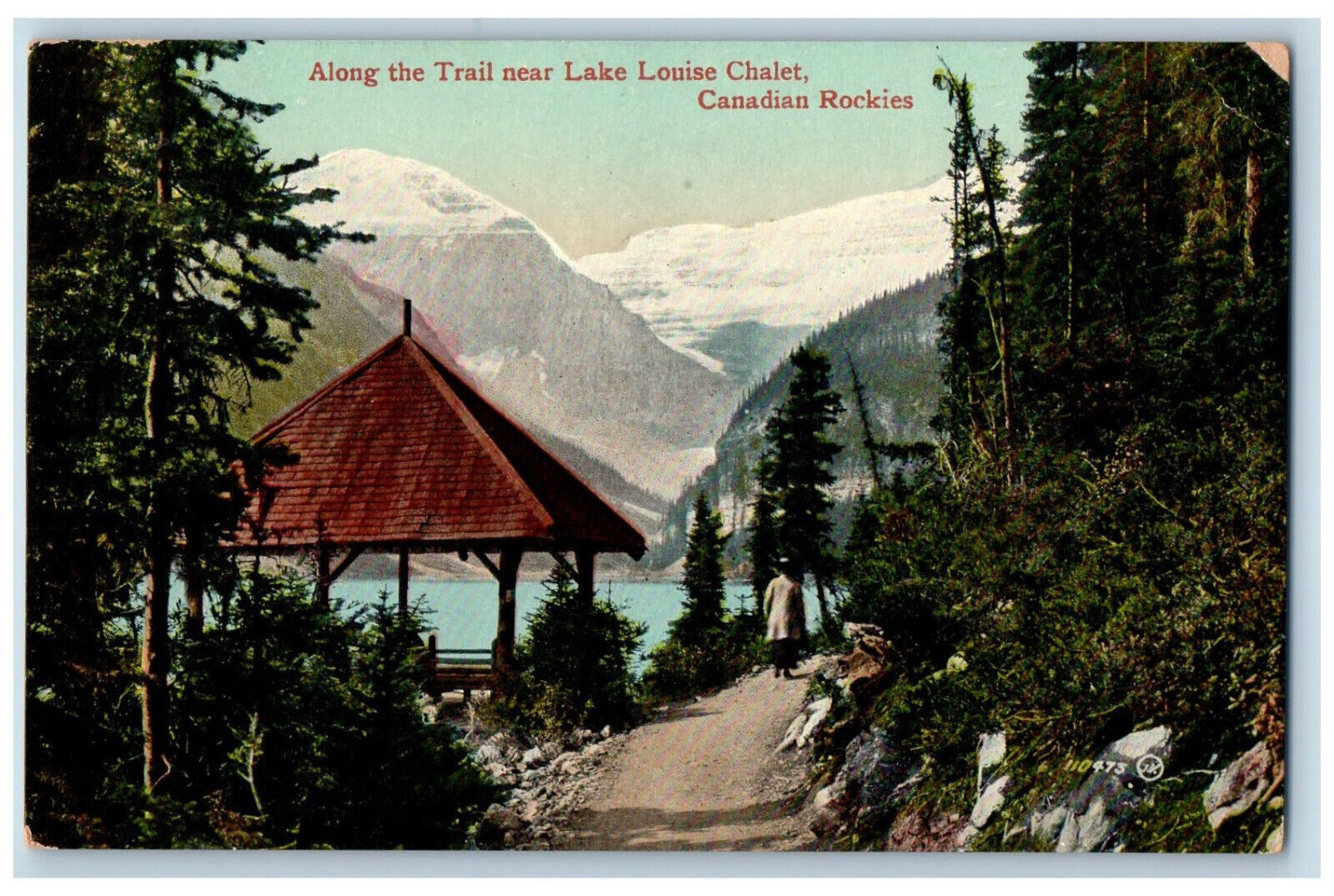 Canadian Rockies Canada Postcard Along The Trail Near Lake Louise Chalet c1910