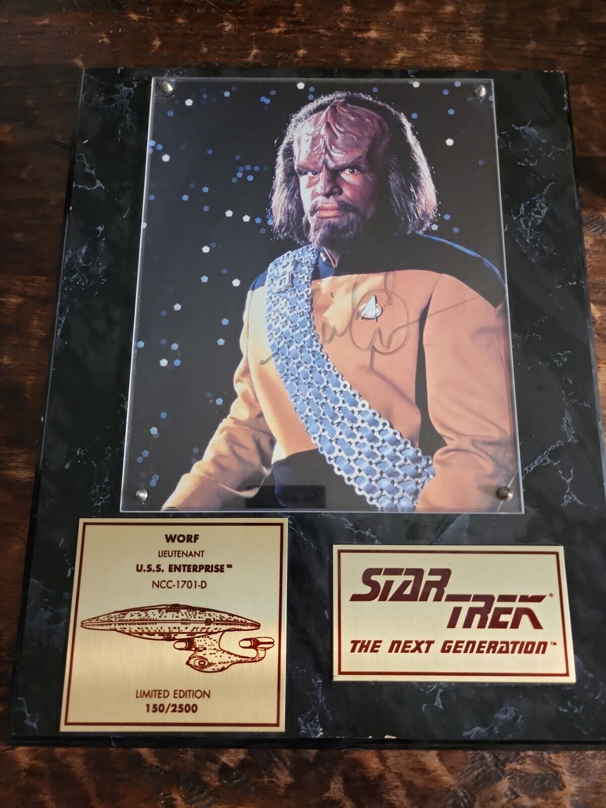 Star Trek The Next Generation Worf Signed Limited Edition Plaque