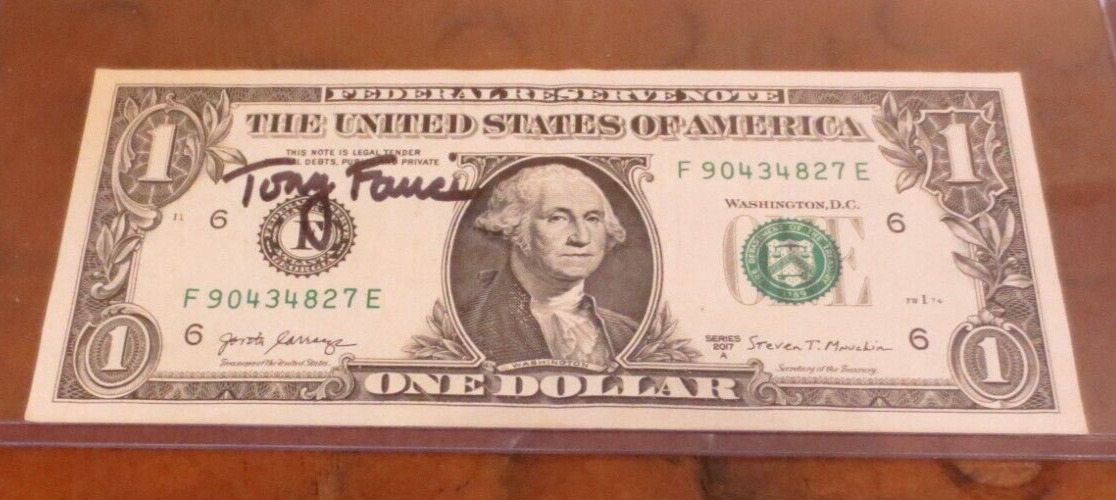Dr Anthony Fauci signed autographed $1 dollar bill COVID-19 Ebola HIV/AIDS