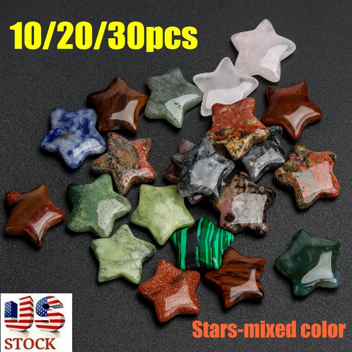 Lot Natural Stone Reiki Healing Crystal Star Heart Home Decorate Mixed color US