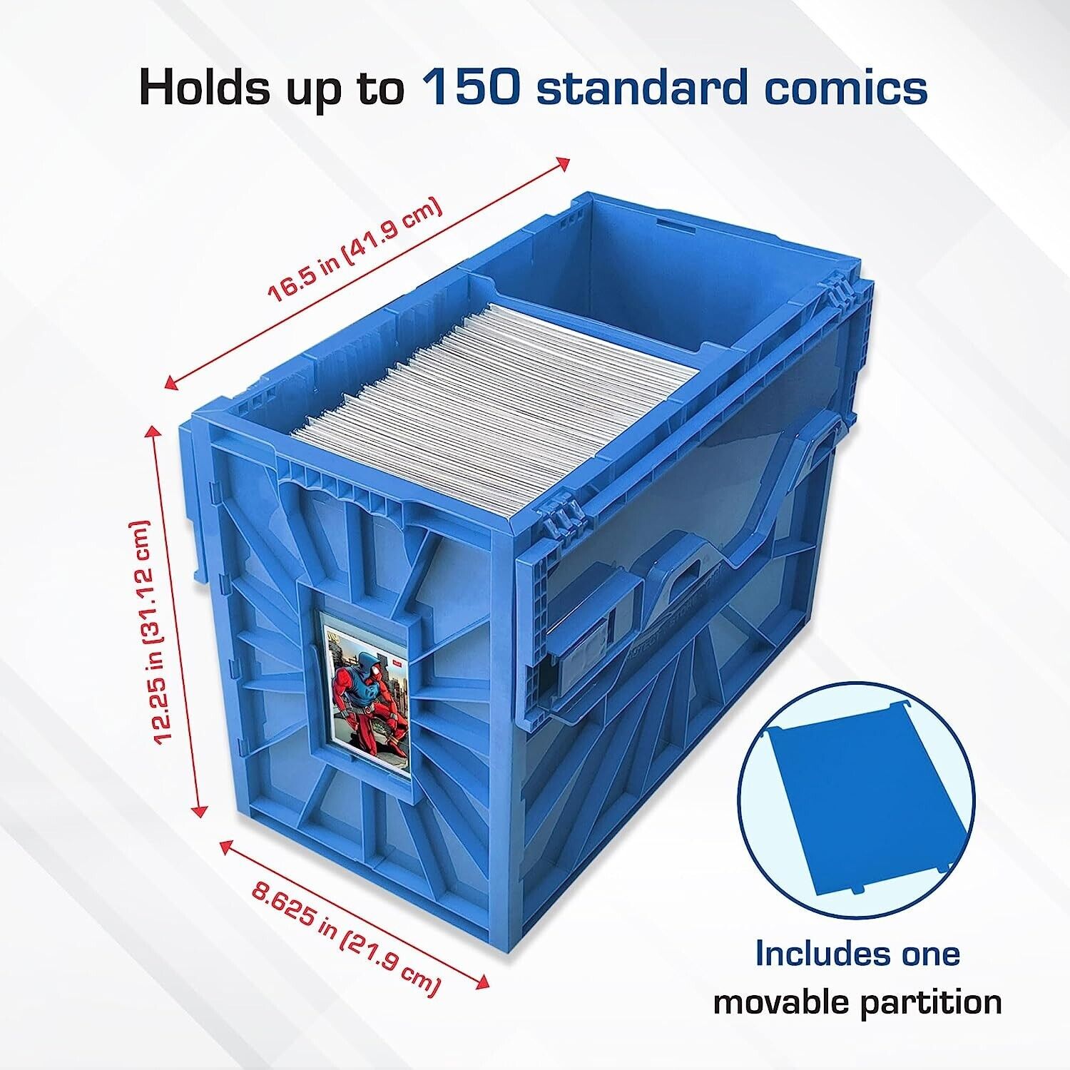 1 BCW Blue Short Comic Book Bin HeavyDuty Plastic Stackable Box Ho1ds 150 Comics
