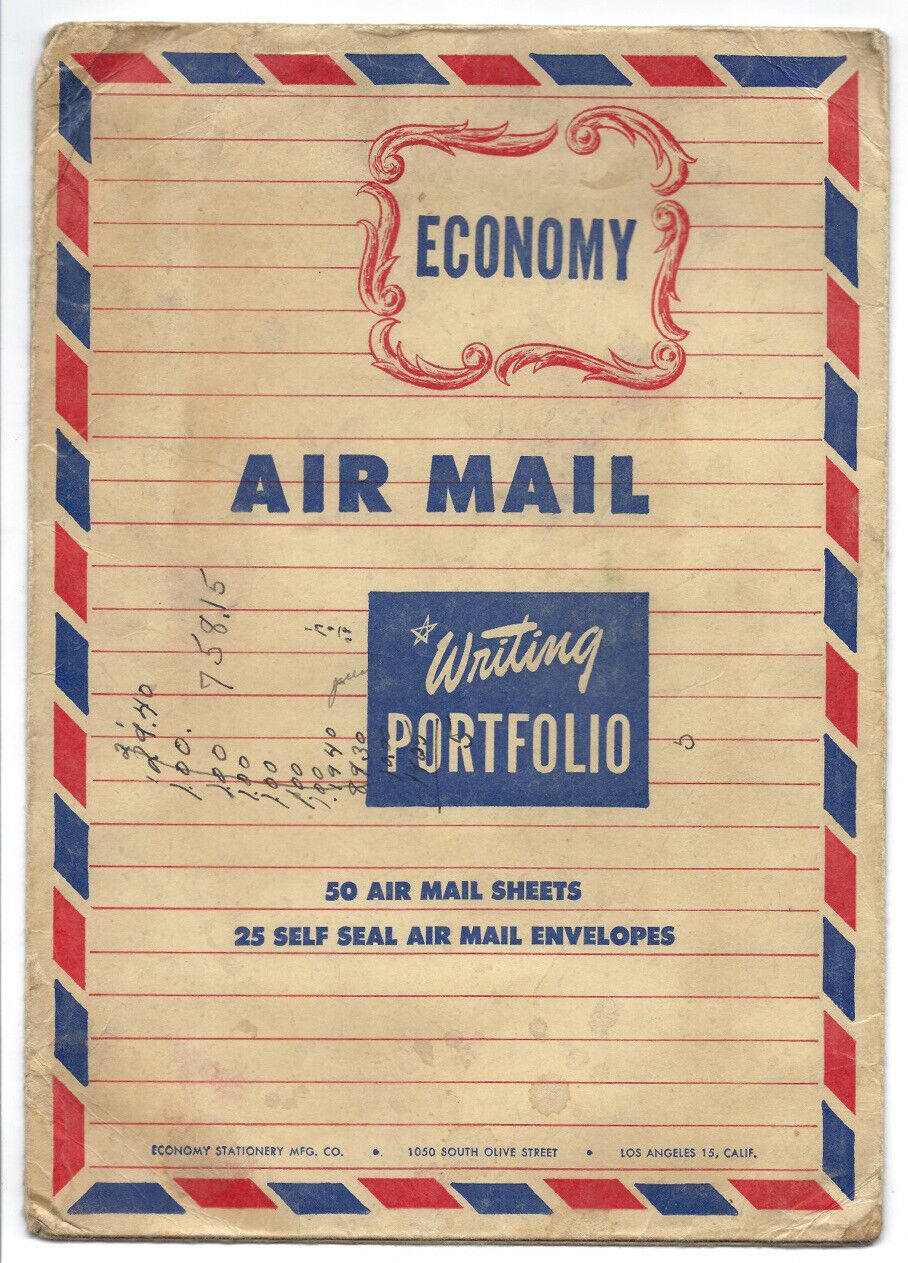 c1940s Economy Air Mail Writing Portfolio WW2 World War Stationery Kit FOLDER