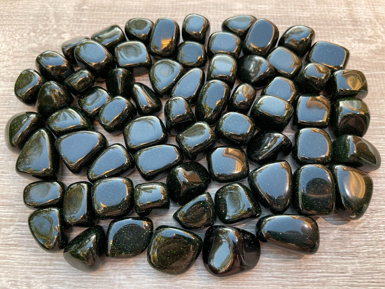 Grade A++ Green Goldstone Tumbled Stones 0.75\