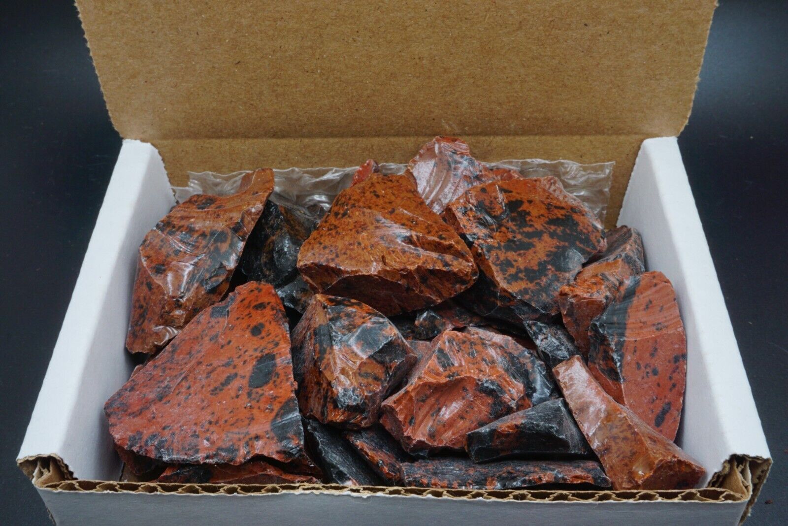 Mahogany Obsidian 1/2 Lb Box Natural Brown Black Crystal Chunks Volcanic Glass