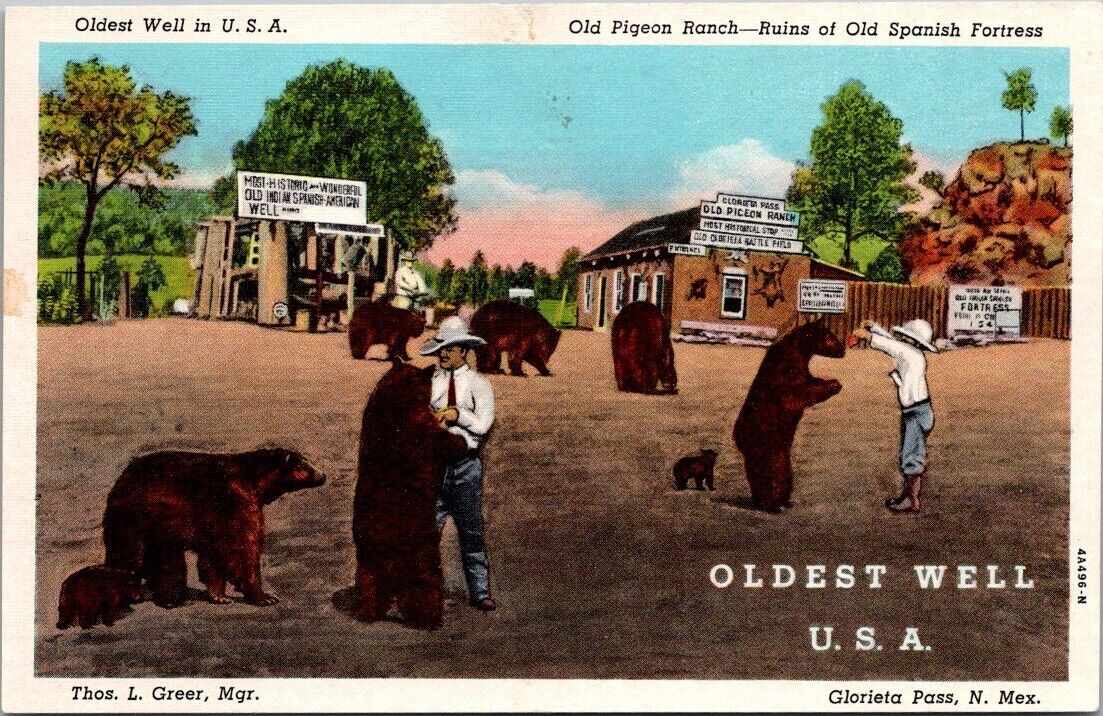 Glorieta Pass New Mexico Old Pigeon Ranch Oldest Well In the US Vintage Postcard