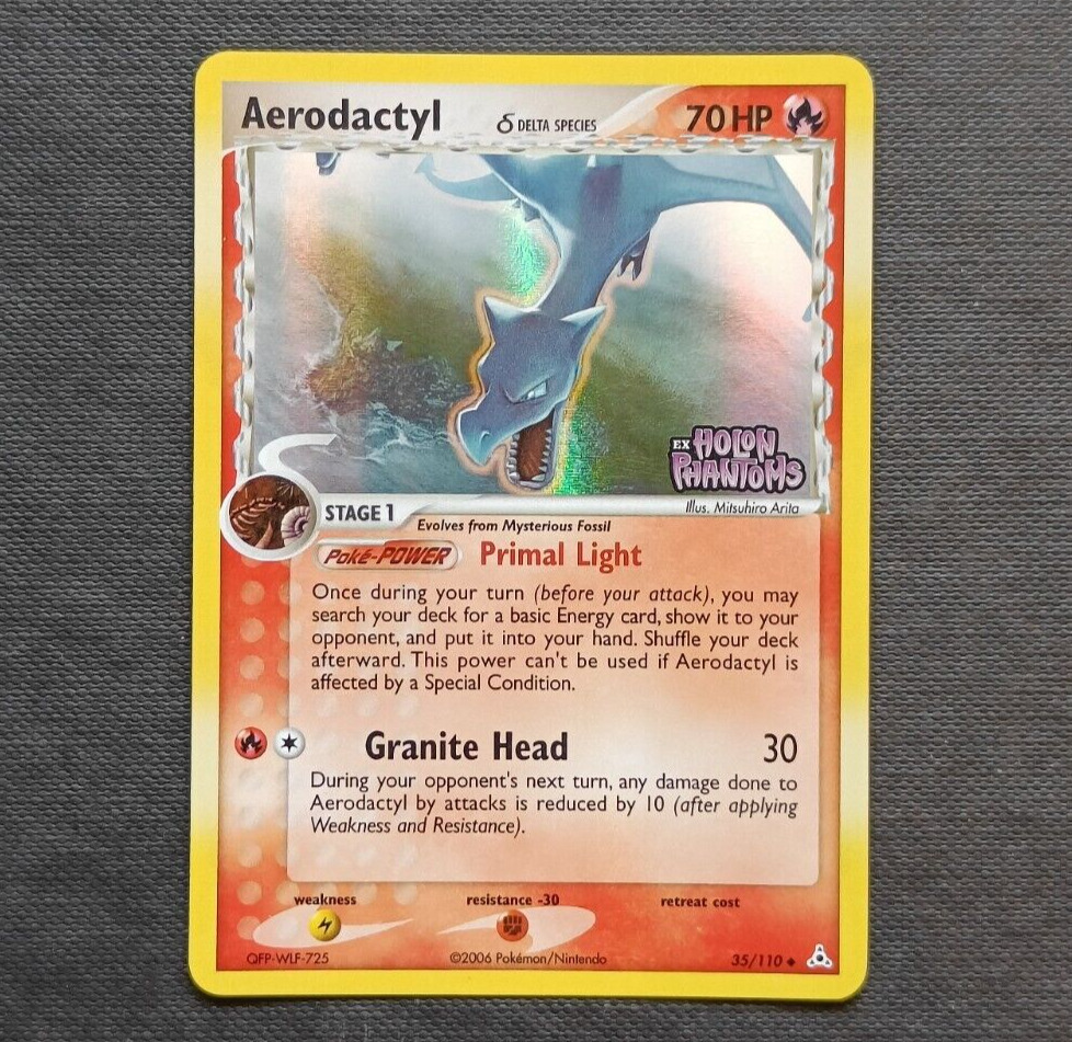 Pokemon Card Aerodactyl Reverse Holo PRINTED ENG 35/110 EX Holon Phantoms NM