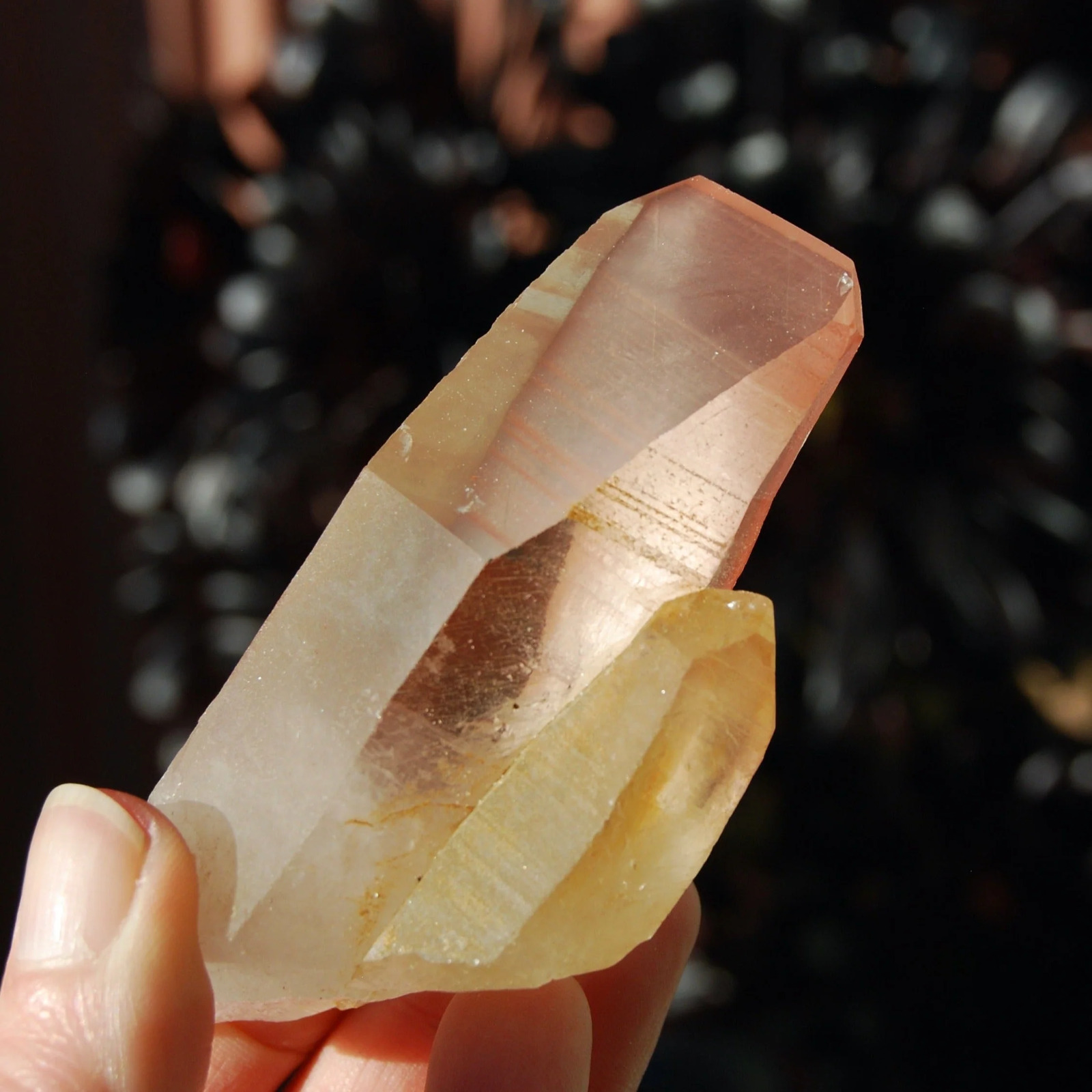 3.75in 162g Rosetta Stone Strawberry Pink Lemurian Seed Quartz Crystal, Tangerin