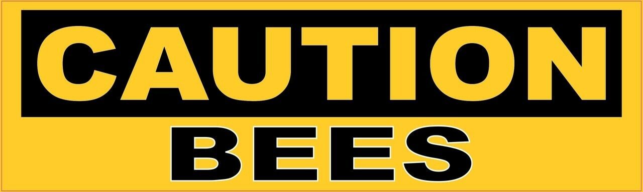 10in x 3in Caution Bees Vinyl Sticker Car Truck Vehicle Bumper Decal
