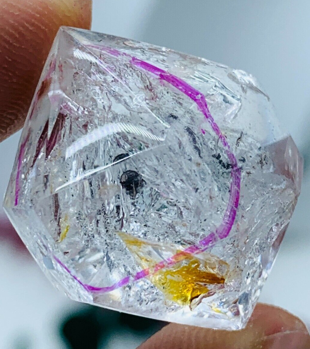 Natural Enhydro Reiki Healing Crystal Herkimer Diamond&Moving water droplets 11G
