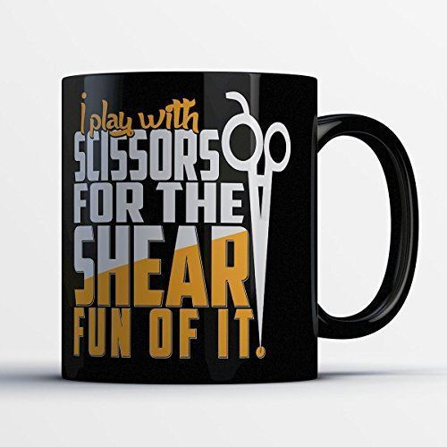 Hair Stylist Coffee Mug - Shear Fun - Funny 11 oz Black Ceramic Tea Cup - Cute a