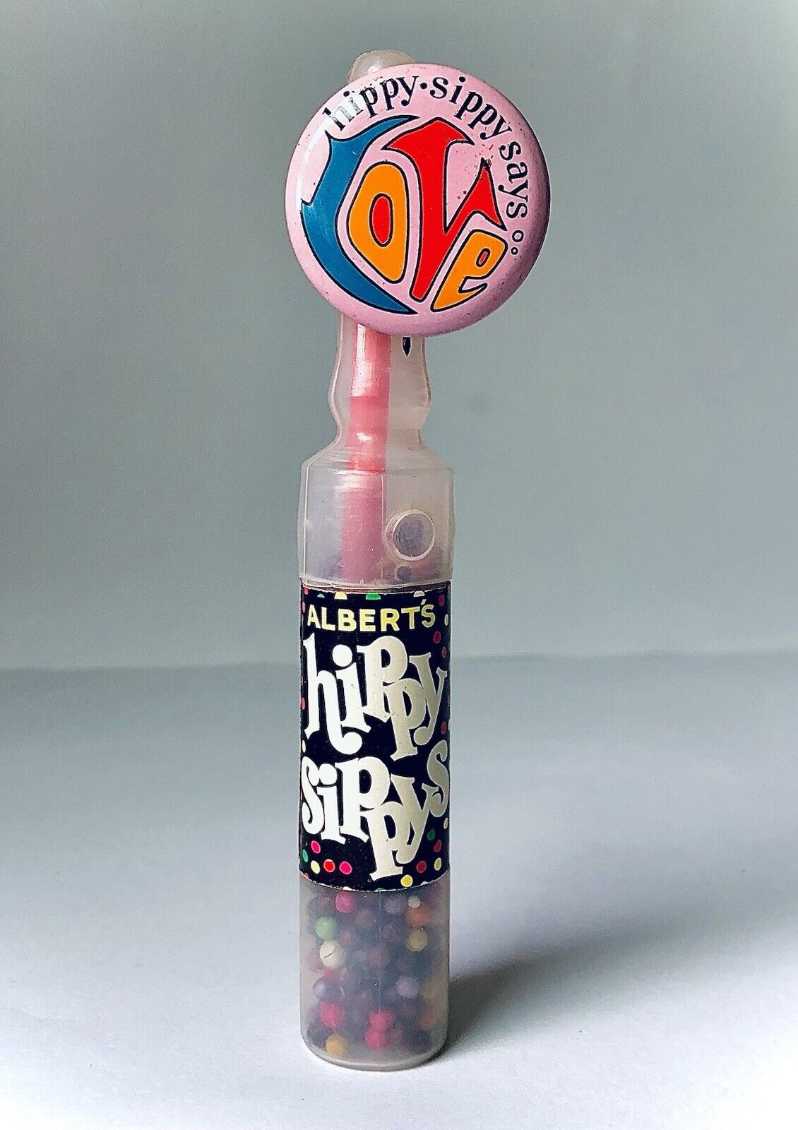BANNED Vintage 1969 Alberts HIPPY SIPPY Candy Heroin Syringe Container WOODSTOCK
