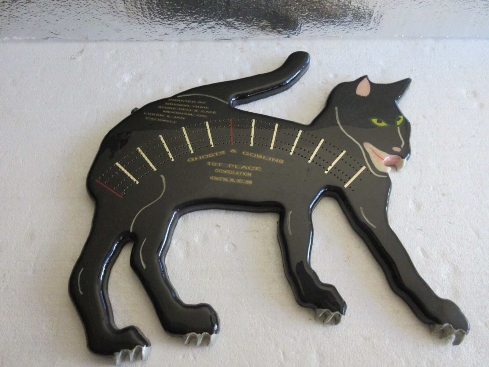 Black Cat Halloween Cribbage Board - Unique Homemade