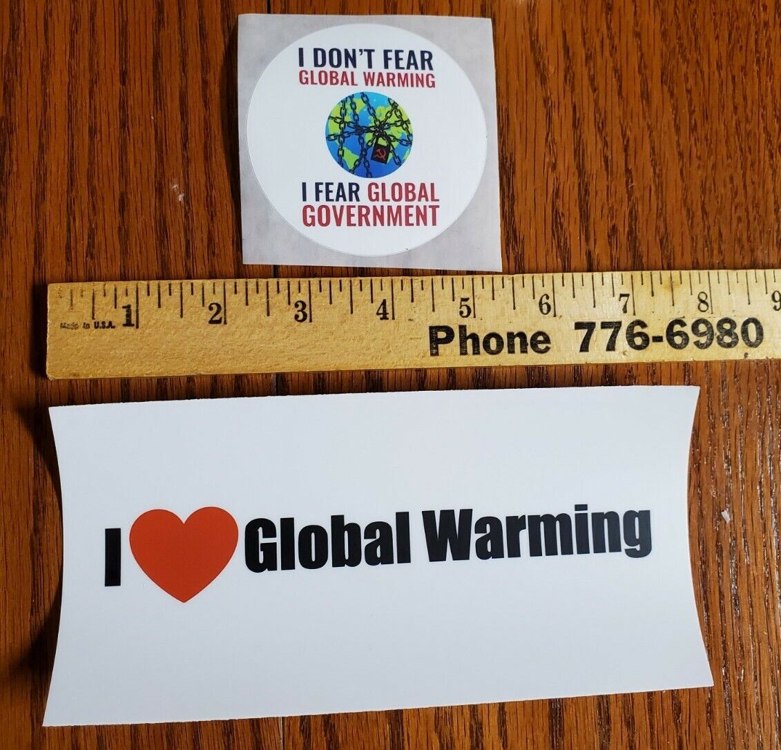 Global Warming HOAX stickers Illuminati New World Order lot 2 Great Reset WHO
