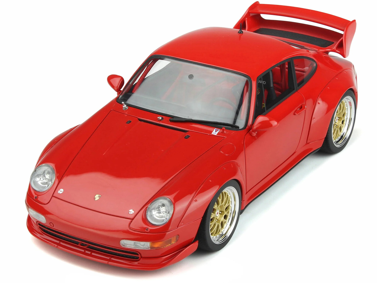 1996 Porsche 911 (993) 3.8 RSR Guards Red with Gold Wheels 1/18 Model Car