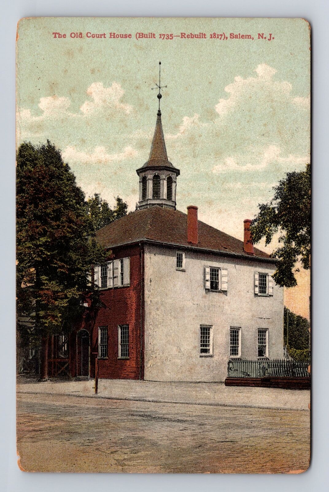 Salem NJ-New Jersey, Old Court House, Antique Vintage Souvenir Postcard