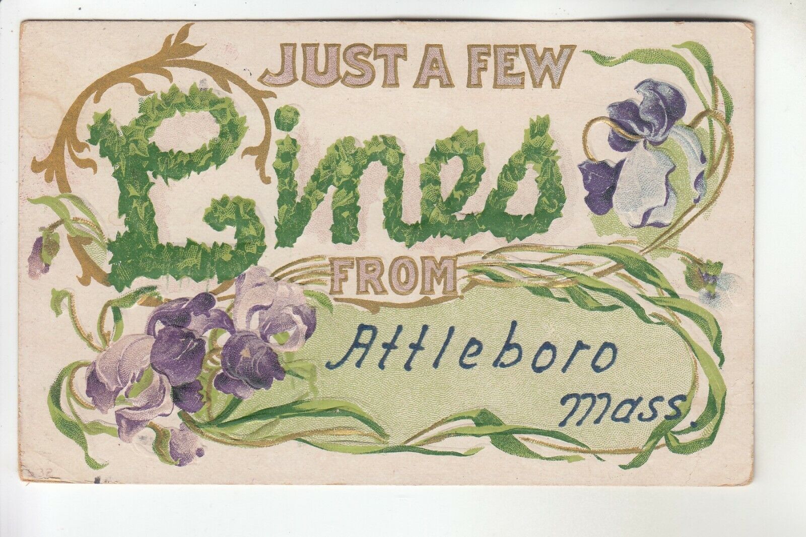 Embossed Just a Few Lines from Attleboro  MA 