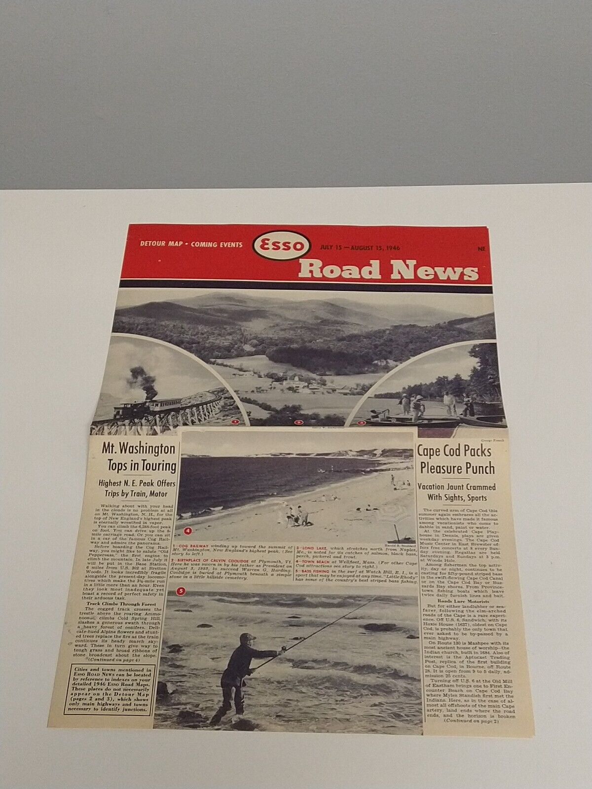 Esso Road News Detour Map NE July August 1946