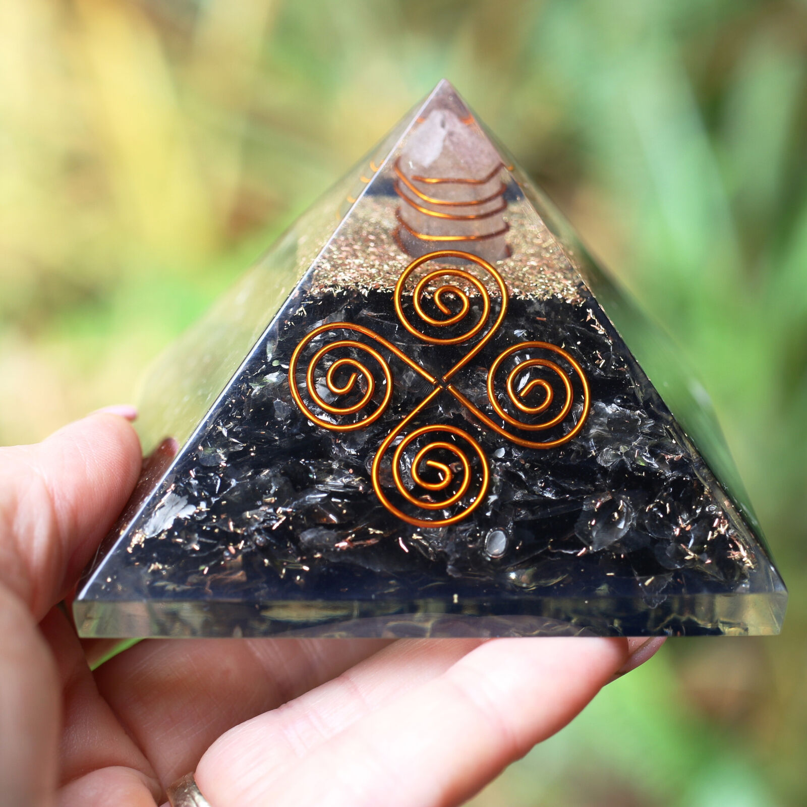 Elite Shungite Orgone Pyramid NEW 4 Coil LARGE 75mm MOST Powerful EMF Protection