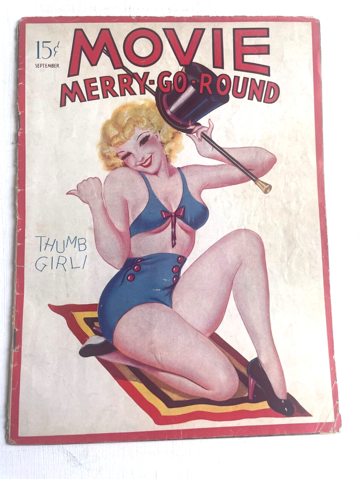 September 1936 Movie Merry Go Round Complete Magazine Pinup Girl by Enoch Bolles