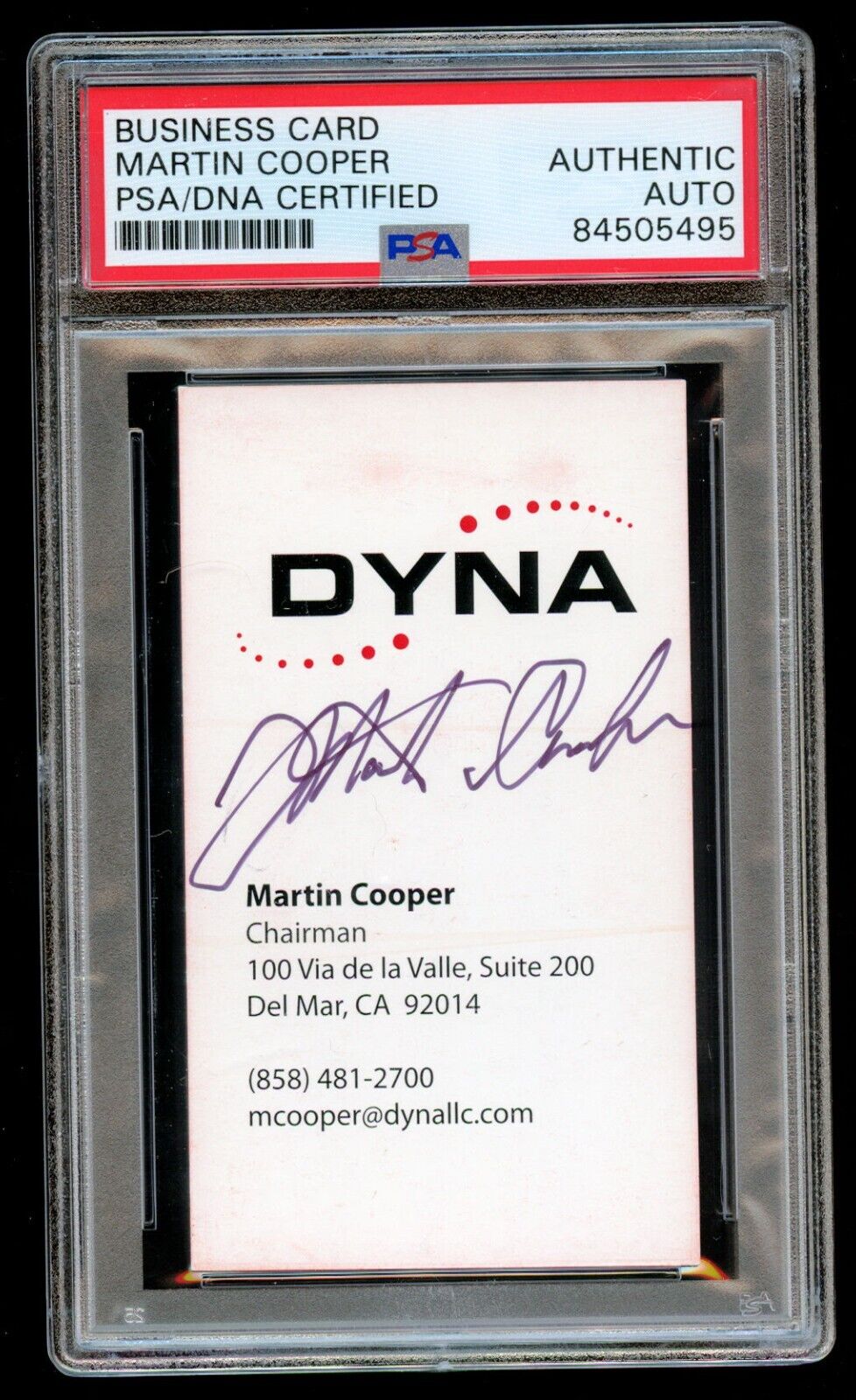 Martin Cooper signed autograph auto Cell Phone Inventor Business Card PSA Slab